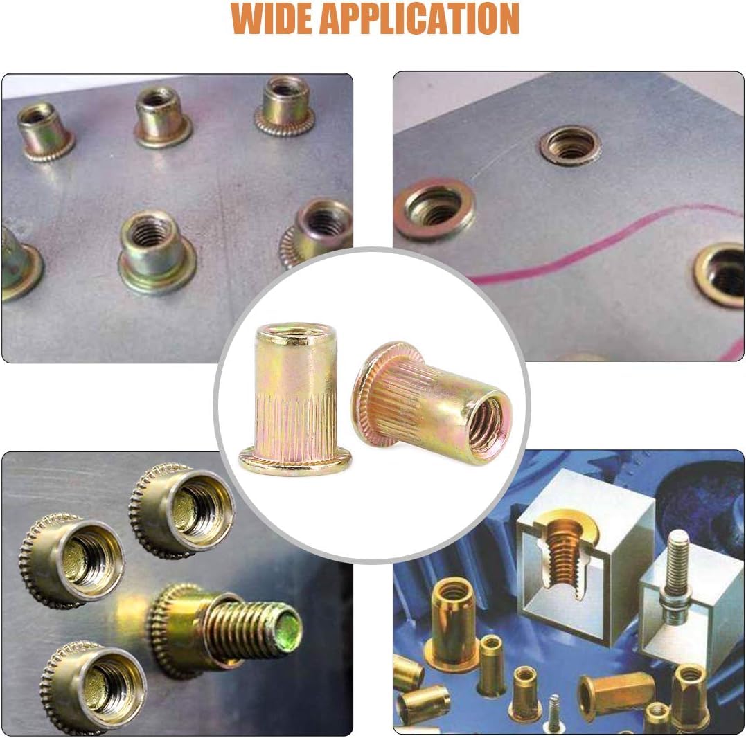 50pcs Carbon Steel Metric M8 Rivet Nuts Threaded Rivet Insert Nutsert Rivnuts Kit 8mm M8-1.25mm,for AutomotiveFurniture Decoration Electrical and Industrial Products.