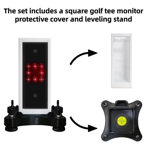 Leveling Stand with Protective Shield for Square Golf Launch Monitor | Heat-Resistant & All-in-One Simulator Case (Indoor/Outdoor Use)