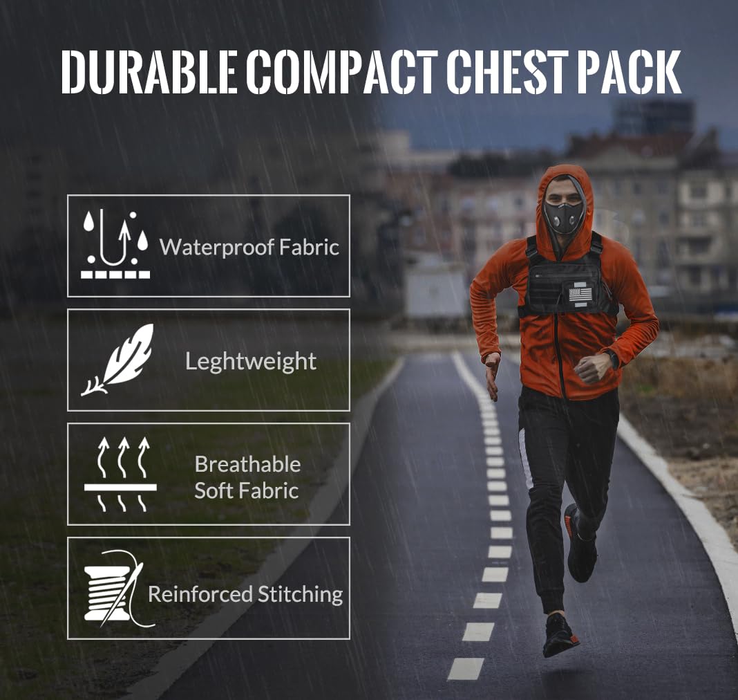 Chest Bag with Gun Holster fits Most Pistols, Tactical Chest Rig Vest, Running Chest Pack EDC for Men Women Sports Hiking