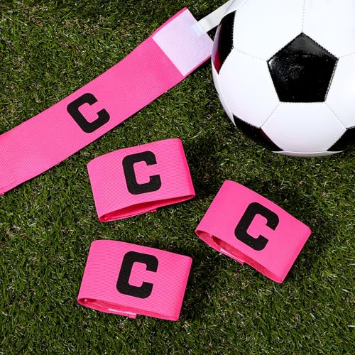 Captain Arm Bands - 4PCS Adjustable Pink Nylon for Soccer & Basketball