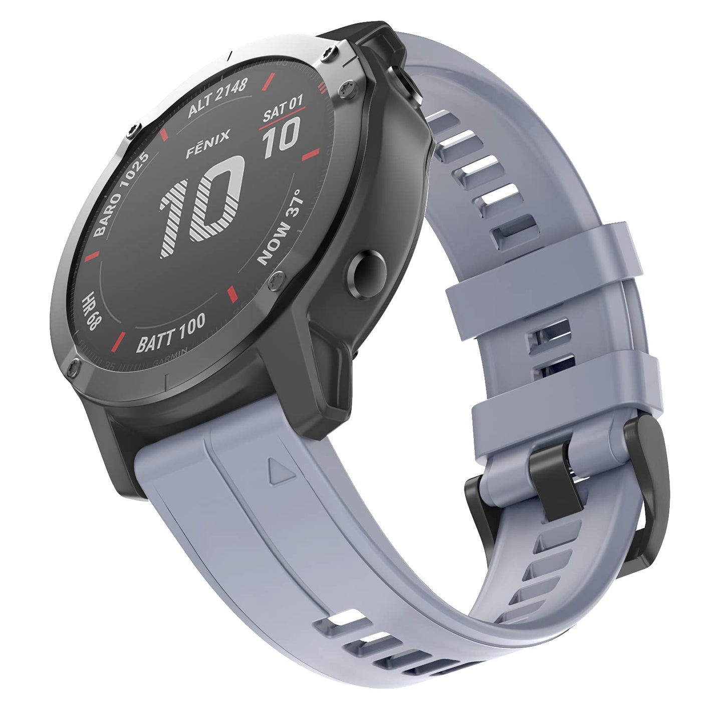 OVERSTEP Compatible with Garmin Fenix 5X Band 26mm Width Soft Silicone Watch Strap for Fenix 6X/Fenix 7X/Fenix 5X Plus/Fenix 6X Pro/Fenix 3/Fenix 3 HR/Tactix/Descent MK1/D2 Delta PX/D2 Charlie, Grey