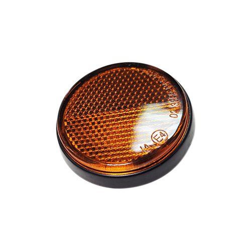 BAR Stick-on Round Reflectors - Safety Spoke Reflective Quick Mount Custom Accessories Adhesive Reflector for Mailboxes, Stakes, Houses, Cars, Trailer, Trucks, Bicycle (Amber-D:2.36*H:0.55inch, 2Pcs)