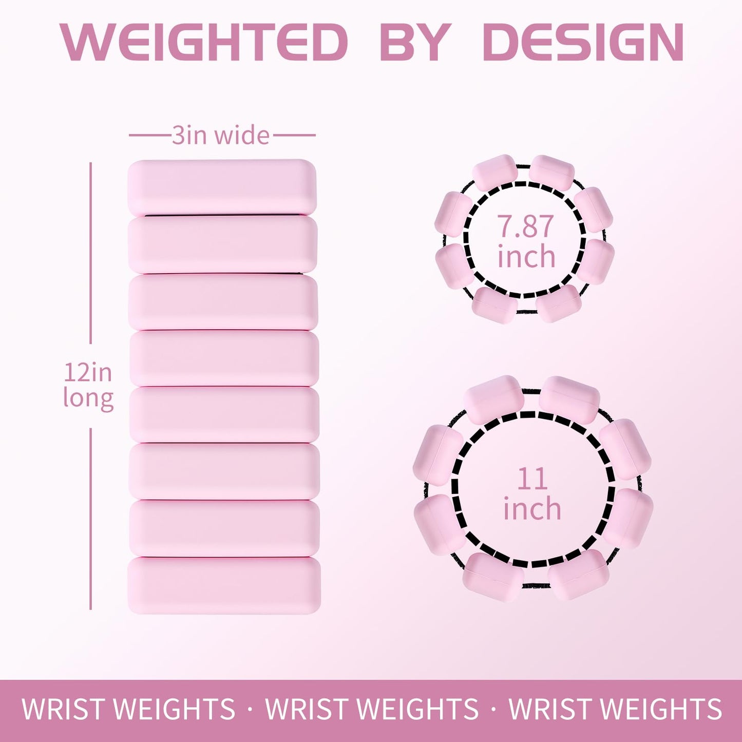 Spectent Ankle & Wrist Weights for Women – Adjustable Silicone Wrist & Ankle Weights, Wearable Arm/Leg Set for Pilates, Yoga, Walking & Strength Training (2lbs Pair Pink)