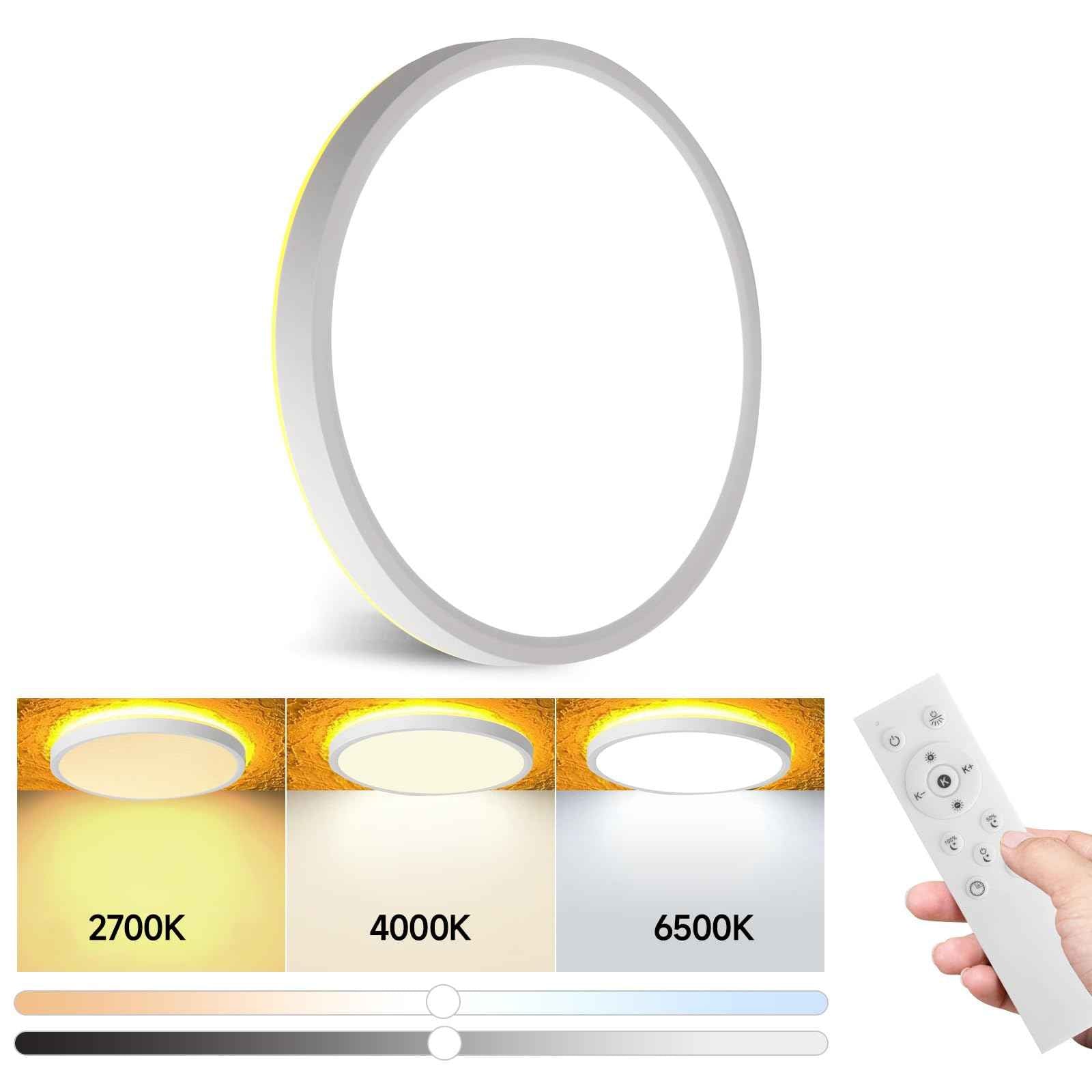 Mille Lucciole LED Flush Mount Ceiling Light Fixture Dimmable Ceiling Lights White 8.7 Inch 24W 2400LM 3CCT Color Adjustable Led Ceiling Light fixtures with Remote Control, Night Lights