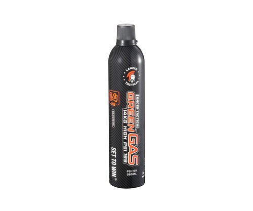 Lancer Tactical 560ml/18.9oz 14kg Powerful Green Gas High PSI G-1200 for Airsoft Pistol, Airsoft Rifle, Air Gun (Silicone Oil) -Pack of 4