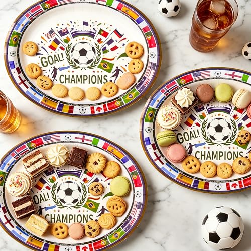 2026 World Cup Party Supplies - 50 Pack Large Paper Plates, White