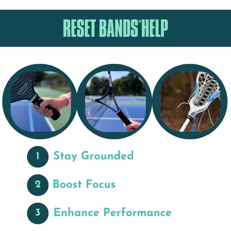 Mindful Performance Innovations 5 Pieces - Reset Bands - Grip Bands for Pickleball Paddles, Tennis Rackets, and Hockey/Lacrosse Sticks + Video Course to Master Mental Resilience - 5 Pieces - Focus