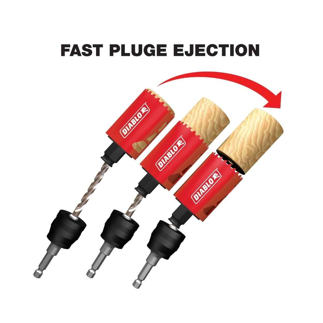 Diablo Carbide Teeth Hole Saw for Wood and Metal - Fits with Snap-Lock Plus Mandrel System, Tool-Free Plug Ejection - 1" Diameter, 2-3/8" Length - DHS1000CT