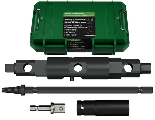 Upgraded Extractor Tool for Symmons Temptrol Valves, Set Includes Extractors Classic & Evolve,Diverter,Drill,Manual&Power Wrench Removal Rebuild Shower Set Kit,Tool Removes Hot Cold Seats,Alloy Steel