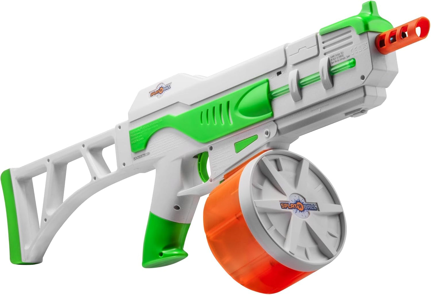 SplatRBall SRB1200 Water Gel Ball Blaster Kit - Glow-in-the-Dark, LED Lights, 225 FPS, 1200-Round Drum - Green/White