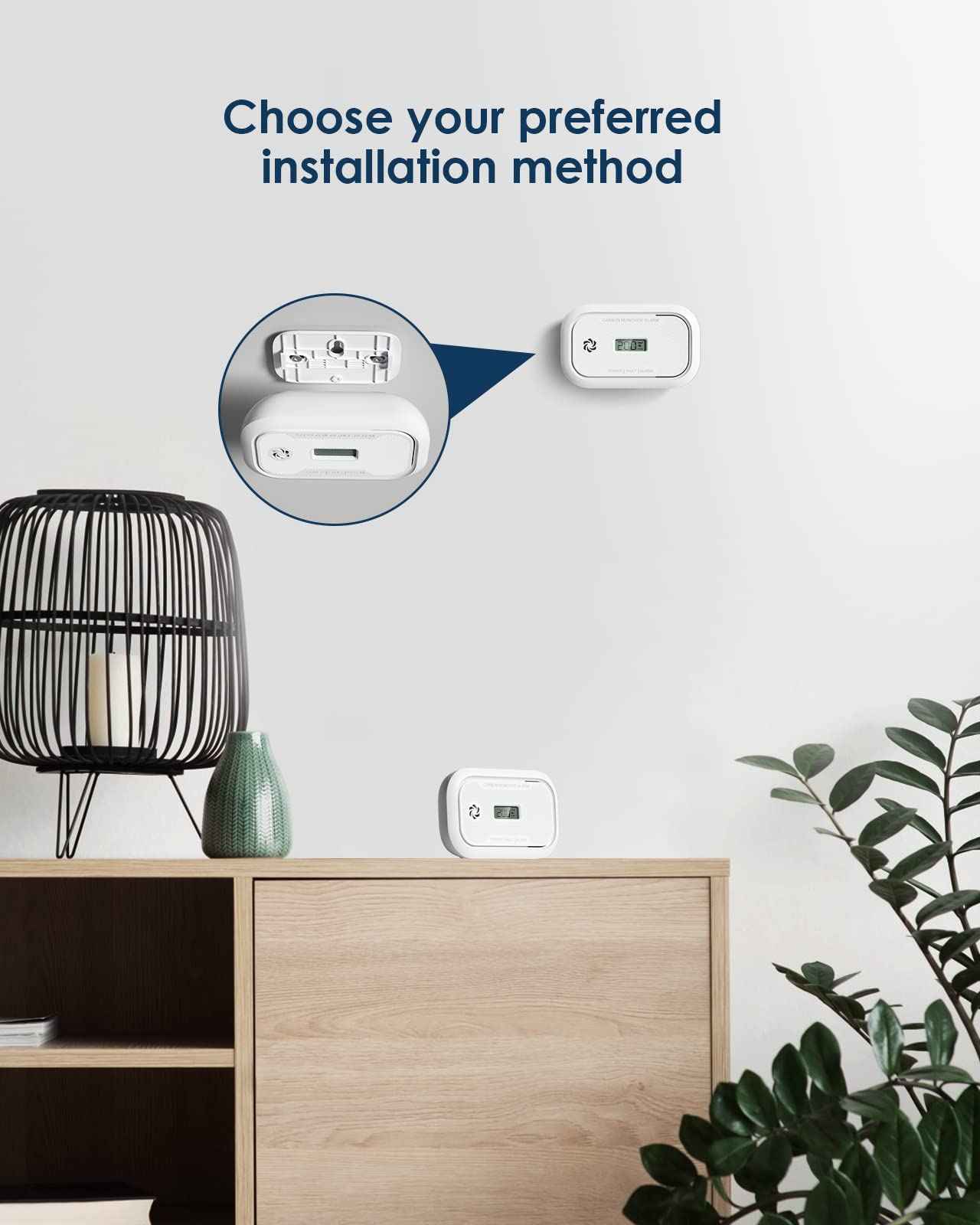 Ecoey Carbon Monoxide Detectors with Digital LCD Display, Carbon Monoxide Alarm Replaceable Battery Operated, 10 Year Lifespan CO Alarm Detector with Mute Mode for Home, 4 Packs