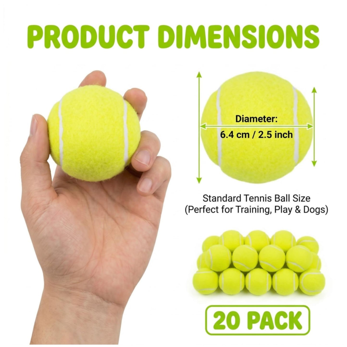 Tebery 20 Pack Advanced Training Tennis Balls, Practice Ball for Beginners with Mesh Bag, Pet Dog Playing Balls for Backyard Play, Exercise