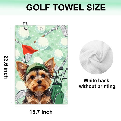 BQXH Yorkshire Terrier Golf Towel 16x24 Inch, Dog Yorkie Gifts Waffle Weave Decorative Golf Towel with Clip, Golfclub Gifts for Men Women Birthday Gift for Husband Dad Golfball Fan Retirement Present