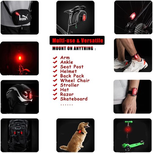 Bicycle Tail Light, LED Safety Light (4 Pack) Bike Rear Light LED | Clip On Strobe/Running Lights for Runners, Dogs, Bike, Walking | High Visibility Accessories for Your Reflective Gear, Bicycle etc.