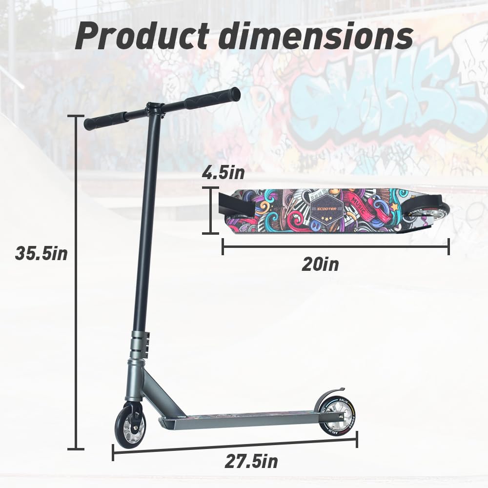 Pro Freestyle Stunt Scooter – Lightweight Aluminum Trick Kick Scooter with 110mm Wheels, Reinforced T6 Deck & ABEC-9 Bearings | Kids, Teens & Adults 8+ (Emerald Blue)