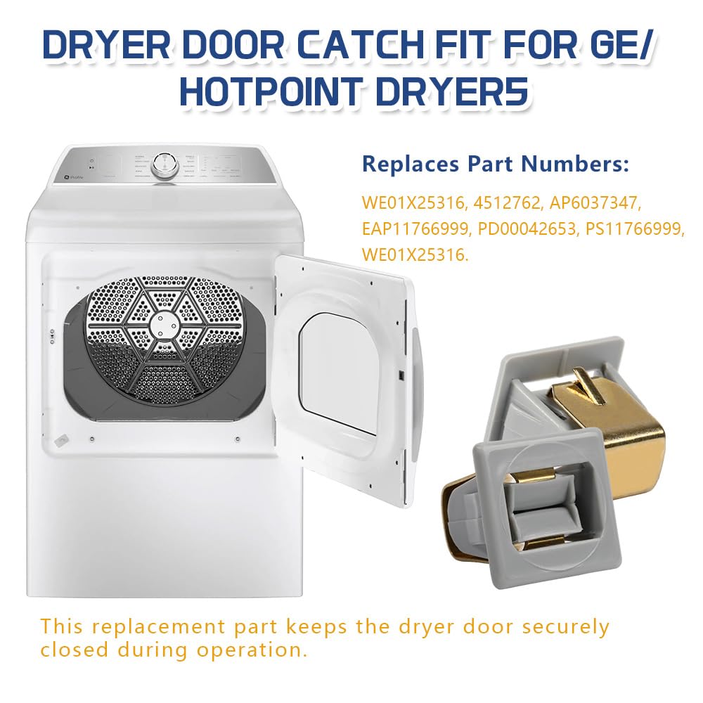 [Upgraded] WE01X25316 Dryer Door Latch fit for GE/Hotpoint Dryers, Replace 4512762, AP6037347, PS11766999 (2 Pack)
