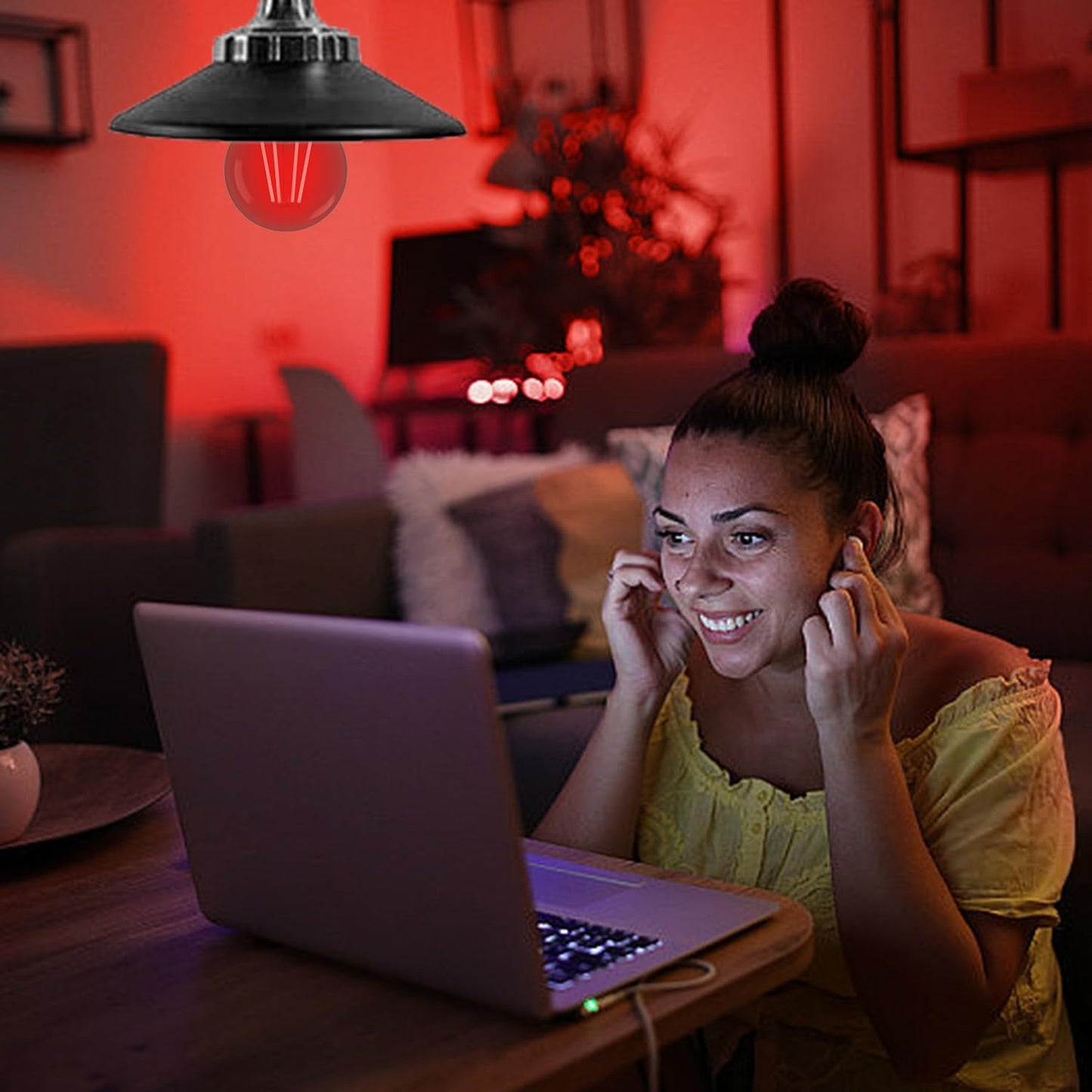 Aygrochy A19 Glass LED Red Light Bulb, 6W(60W Equivalent) E26 Base, Dimmable LED Red Color Light Bulb for Christmas,Party,Porch Home Lighting,Halloween,2 Pack