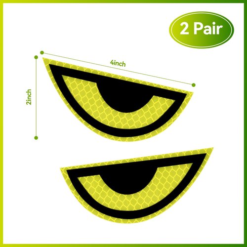 2 Pair Reflective Stickers, Warning Safety Reflective Sticker, Mailbox Reflectors, Motorcycle Decals, Motorcycle Stickers, for Clothing, Helmet, Bike, Car Devil Eye (Yellow)