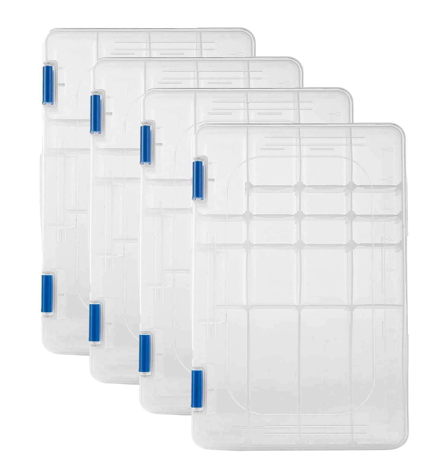 ZXDIN3 Medium Plastic Fishing Tackle Box Storage Organizer Box 3600 with Adjustable dividers Tackle Tray Parts Crafts Case 4 Pack