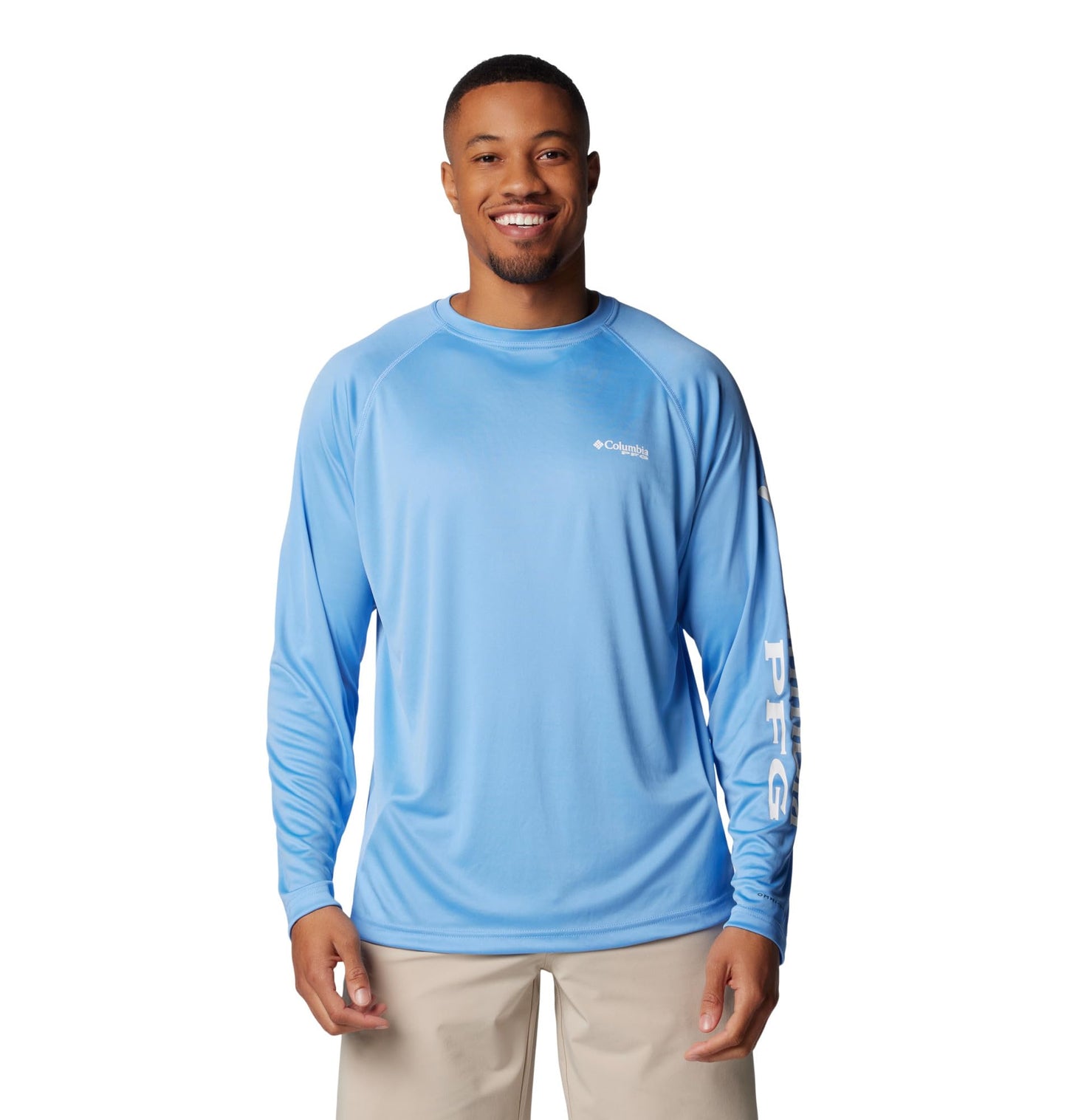 Columbia Men's PFG Terminal Tackle Long Sleeve Fishing Shirt, White Cap/White Logo, 5X Tall