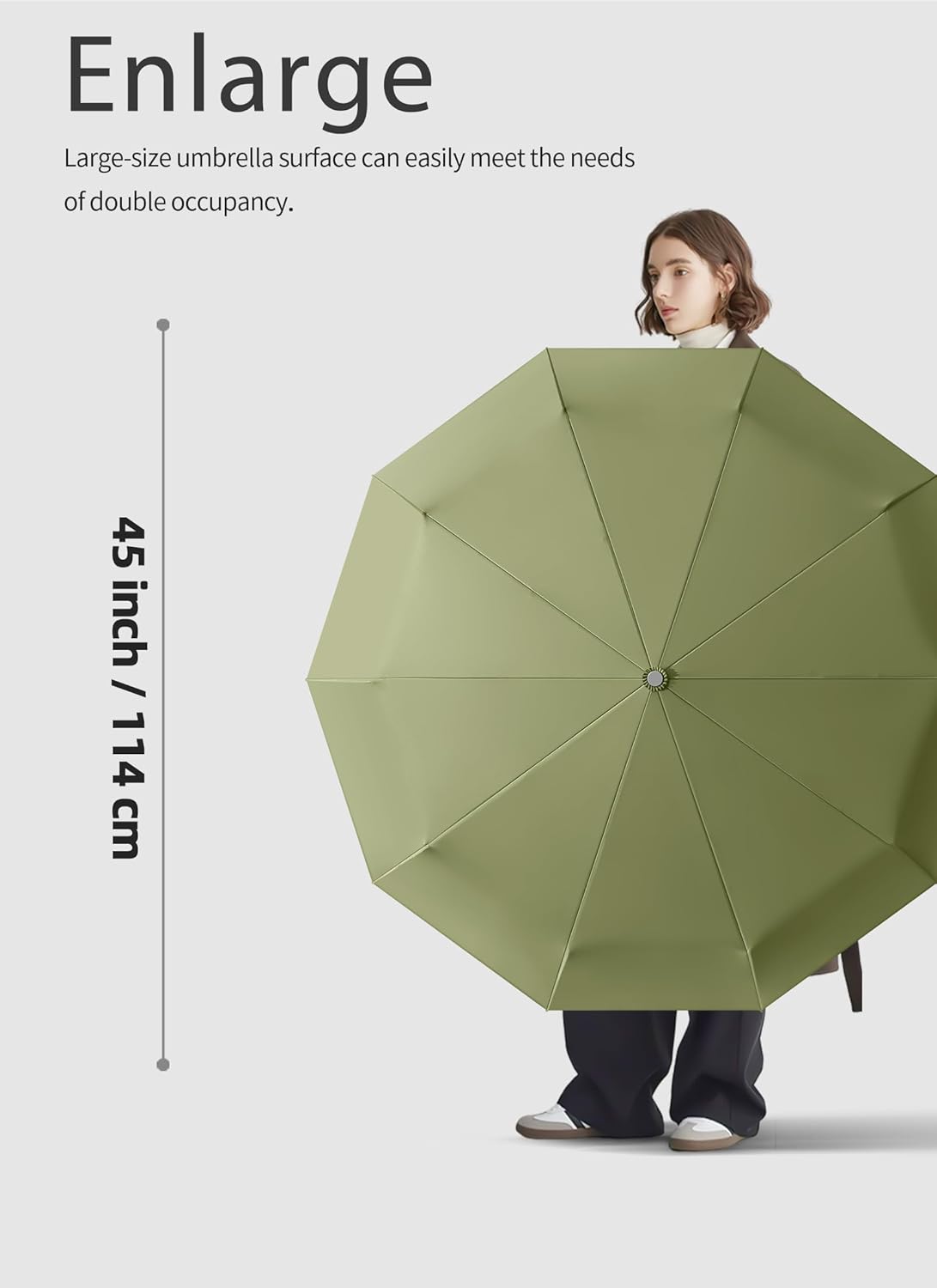 Rain Cats Large 45-Inch Windproof Umbrella - Compact, Automatic Folding Design with Strong Fiberglass Ribs
