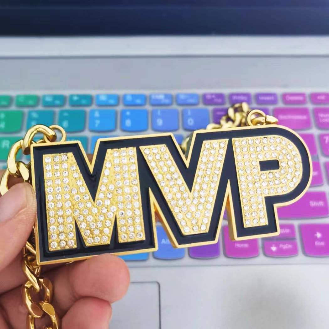 MVP Chain Medal, Most Valuable Player Champ Chains Award Gift Winner Tournament Prize Medal Trophy Pendant Necklace For Baseball Basketball Softball Fantasy Football Chain