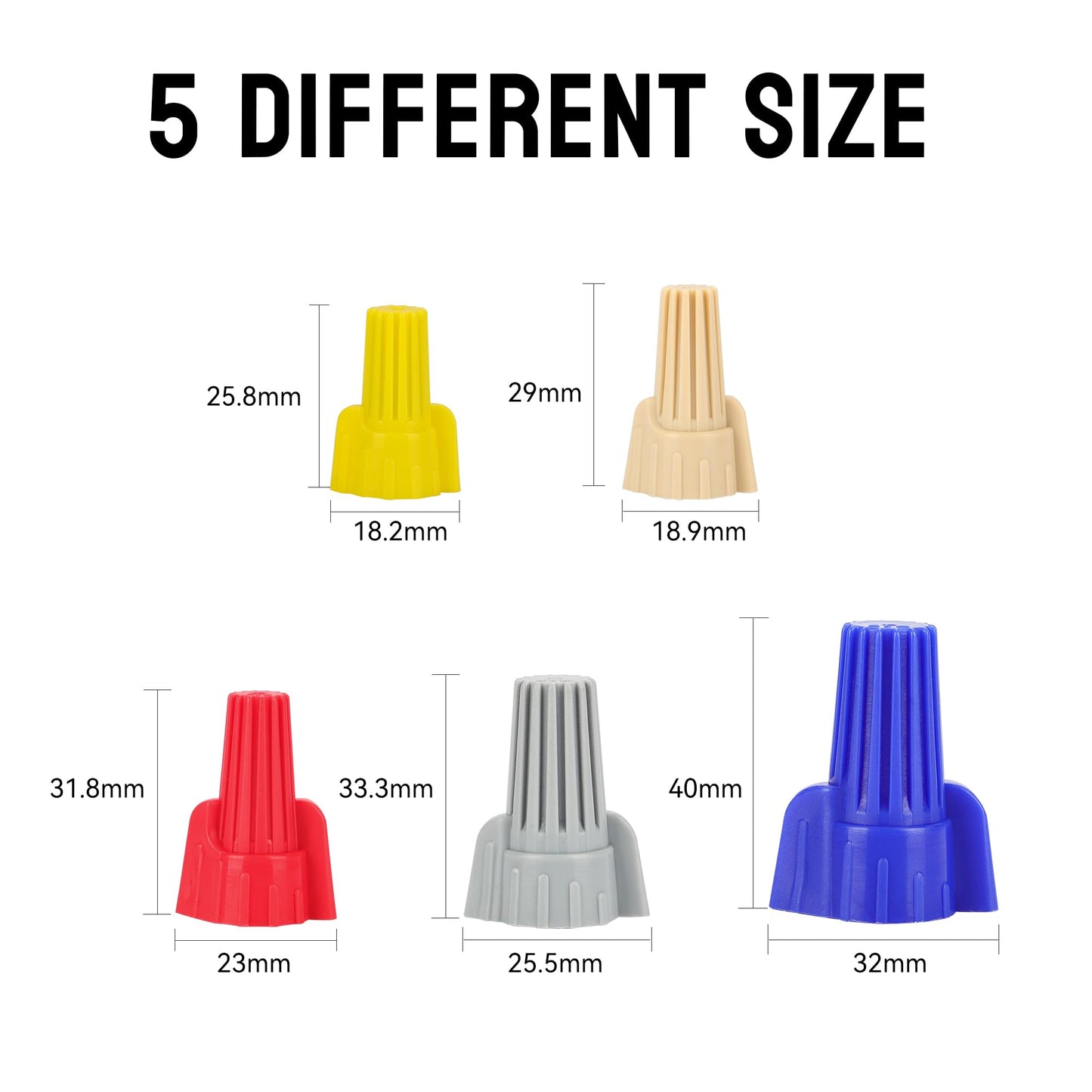 YMYP 300PCS Winged Wire Nut Connector - AWG 18-8 Red - Insulated Insert Twist Electrical Wire Terminal with Spring, Portable Wire Caps for Quick Connection