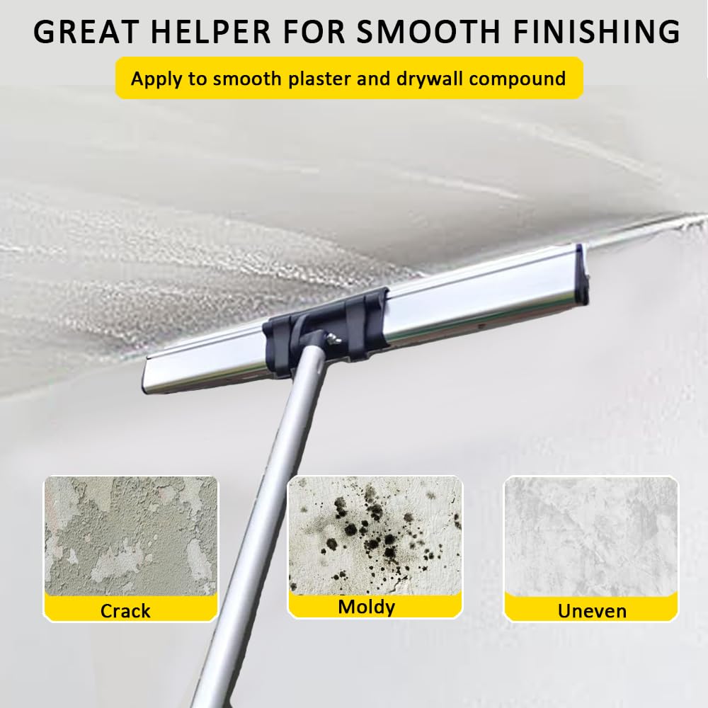Drywall Skimming Blade Set, Drywall Tools with Stainless Steel 7",12",20",32" Skimming Blades and Extension Handle (35"-80"), High-Impact End Caps, Extruded Aluminum