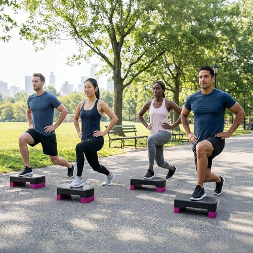 Aerobic Exercise Step Platform with Risers - Mini Stepper in Purple/Black