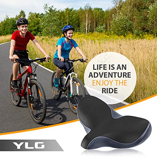 YLG Oversized Waterproof Bike Seat Replacement - Universal Fit Bicycle Saddle for Women & Men, Outdoor Variation