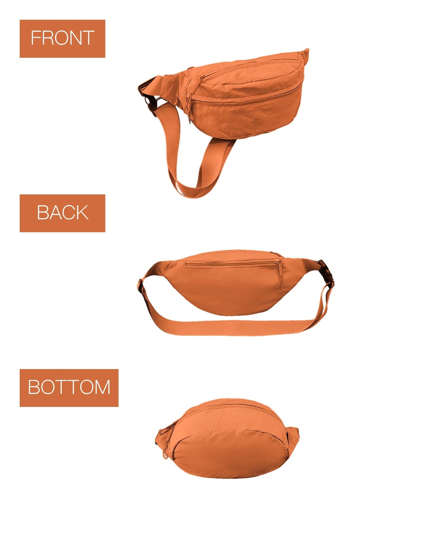 HAUMAUH Fanny Pack Women Men Waist Packs | Bum Bag Bumbag Travel Outdoors Urban Commute Festival (Orange)