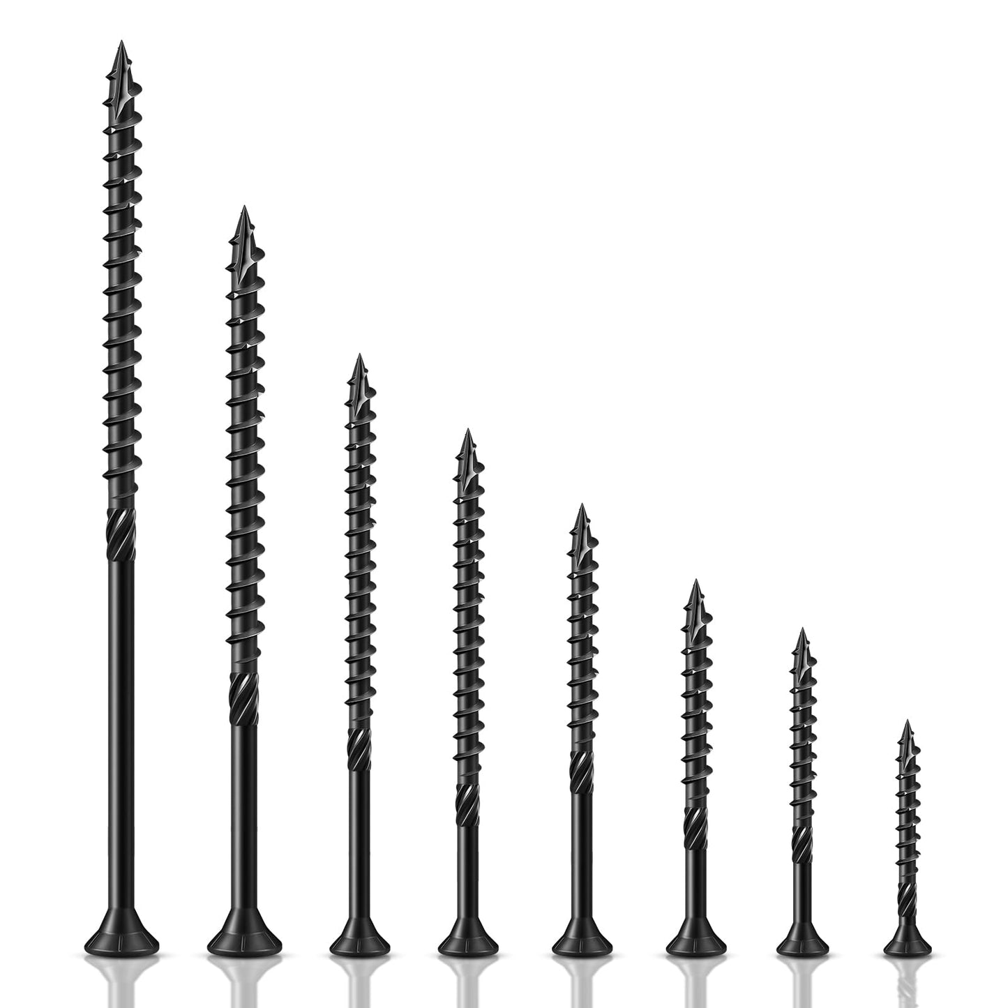 BNUOK #8 Deck Screws 1 Inch Exterior Decking Wood Screws Heavy-Duty Outdoor Torx Drive Head,Black Rust Resistant Epoxy Coated for Timber,Fence,T25 Star Bit (1Ib,199Pcs)