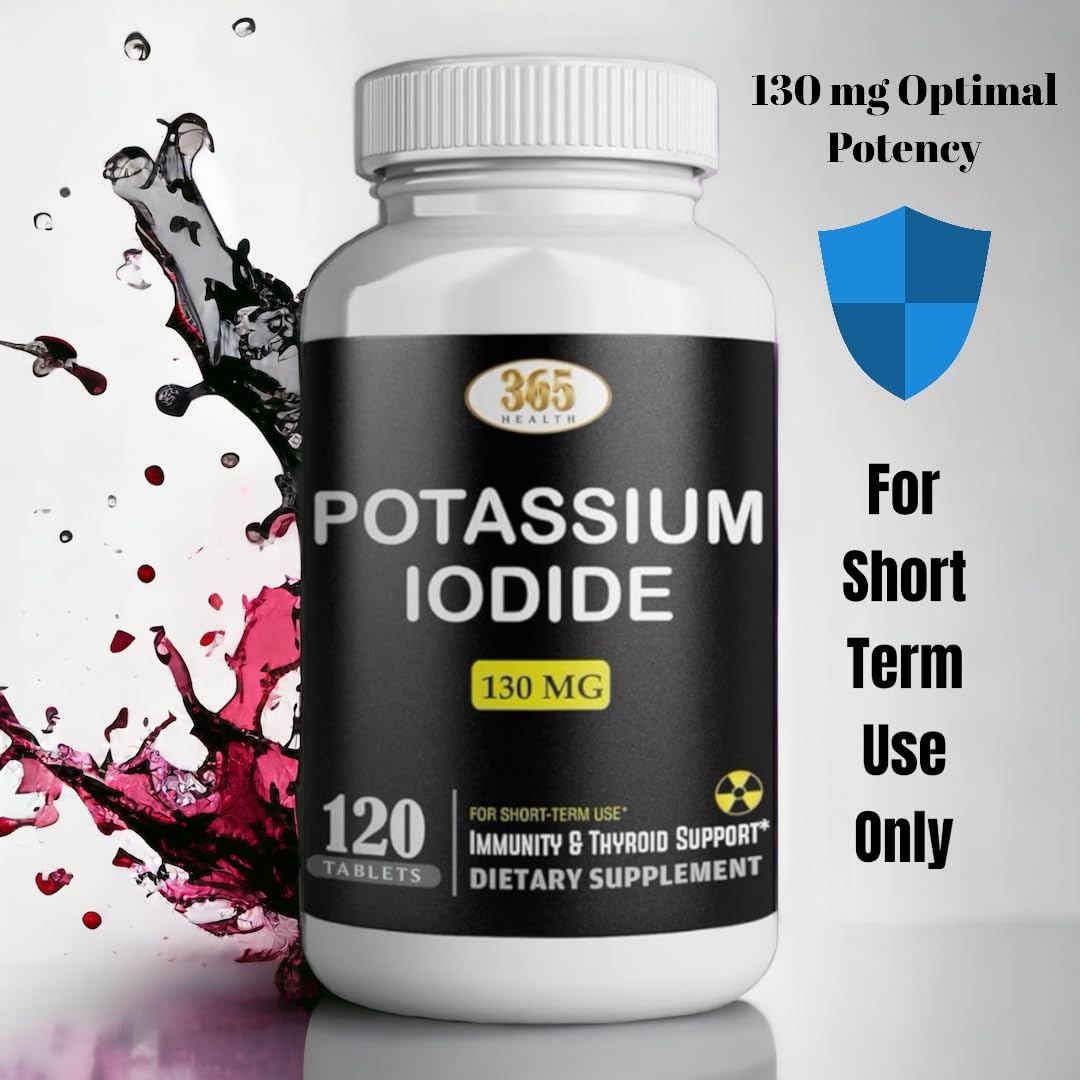 Potassium Iodide130 mg - KI Tablets- Potassium130 mg - USA Made Potassium Iodine Pills YODO Naciente, Yoduro de potasio - 120 Tablets