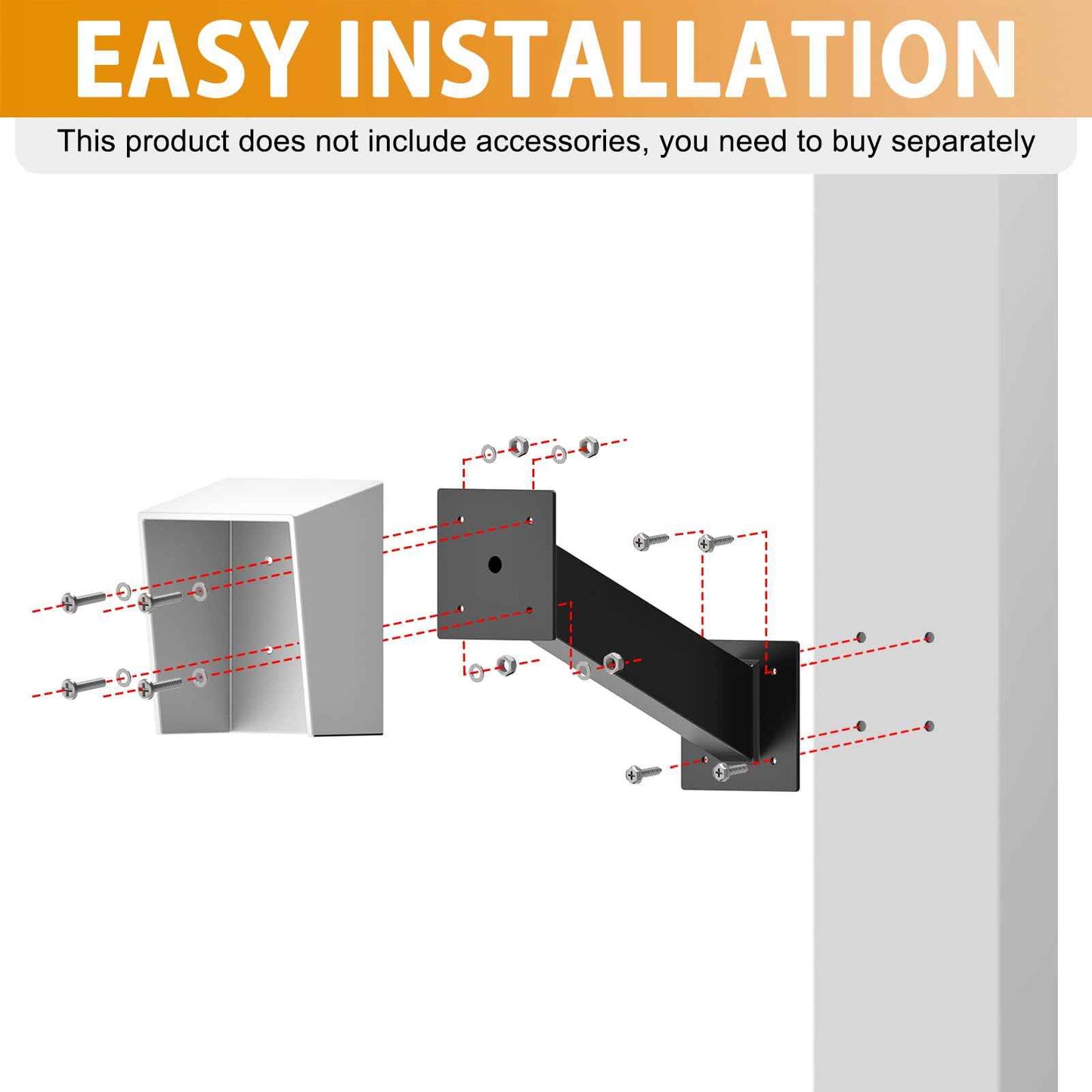 Keypad Mounting Post Bracket, Universal Gooseneck Keypad Pedestal for Keyboard on Automatic Gate Opener Systems or Garage Door, Black