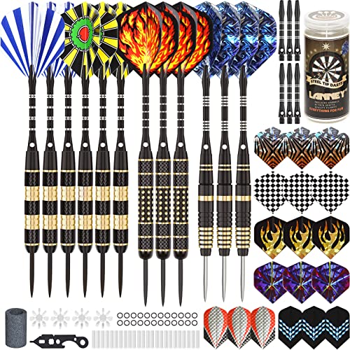 Professional Steel Tip Darts Set with Accessories - 12 Pack