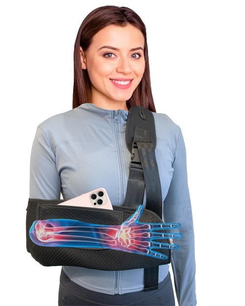 DouHeal Arm Sling, Upgraded Straps, Ultimate Comfort, Convenient Pocket, Arm Sling Shoulder Immobilizer for Shoulder Injury, Elbow Injury, Wrist Injury, Fractured Bones, Rotator Cuff Support (L)