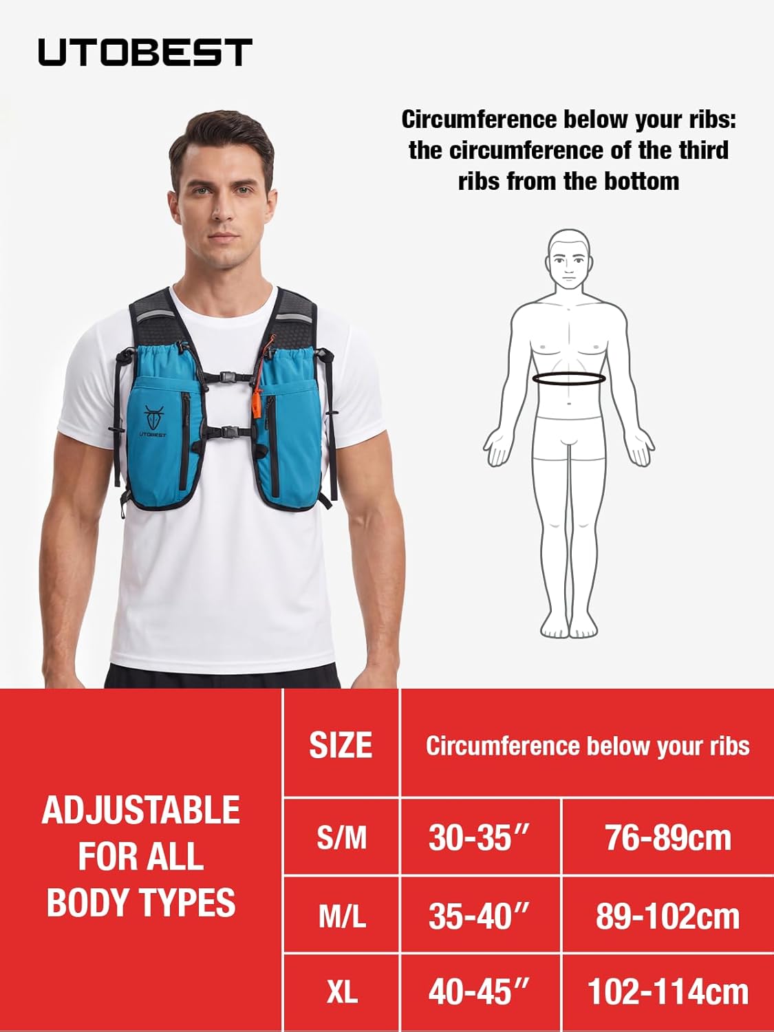 UTOBEST 10L Running Hydration Vest - Lightweight Adjustable Backpack with 2L Bladder for Trail Running