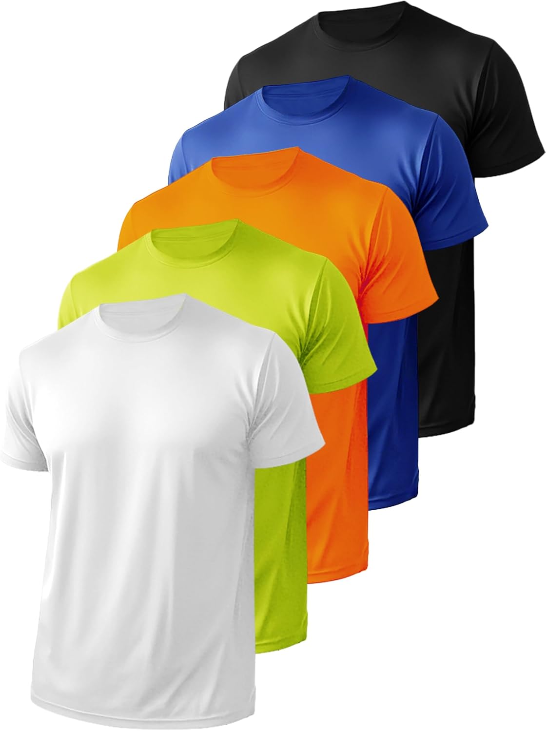 Skiennix Men's Athletic Quick-Dry Crew Neck T-Shirts - 5 Pack for Gym & Running | Short Sleeve Tees