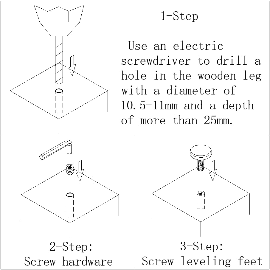 5/16" Thread Furniture/Table/Chair/Bar Stool Feet Levelers Screw On for Wood Leg Leveling Glides,5/16-18 Threaded Adjustable Foot Pads Screws in with Inserts (8 Pcs/Package)
