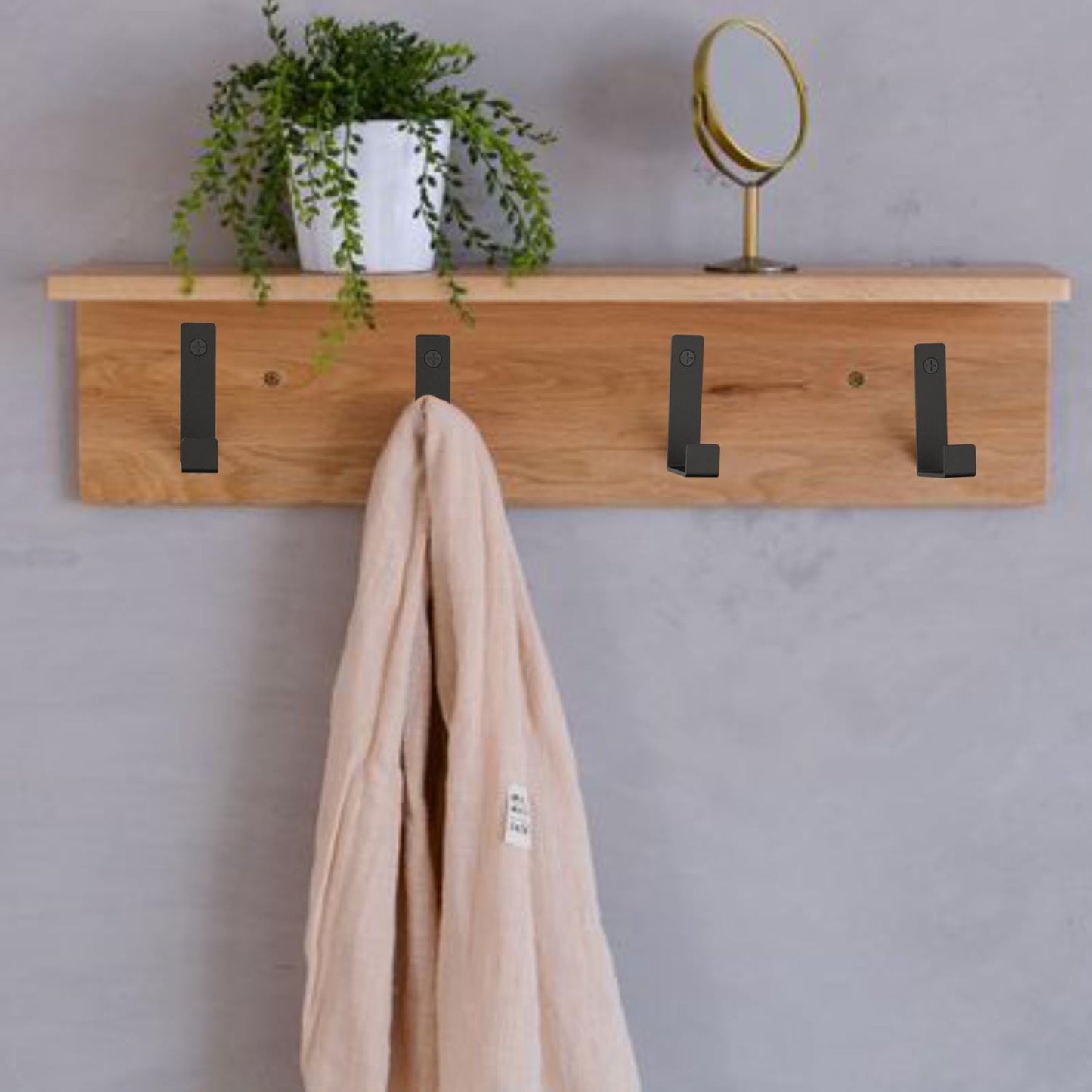 Aufuga Hooks for Hanging Stainless Steel Heavy Duty Coat Hook Wall Hooks Robe Hanger Hooks Hanging Hat Key Holder for Towel and Bags Indoor Outdoor, (Black-Square, 2.5x1.3inch,8pcs)