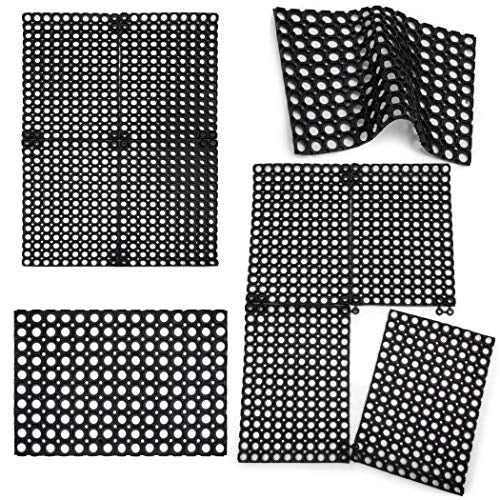 SafetyCare Interlocking Rubber Drainage Floor Mat - Anti-Fatigue - 24 x 16 inches - 1 Mat