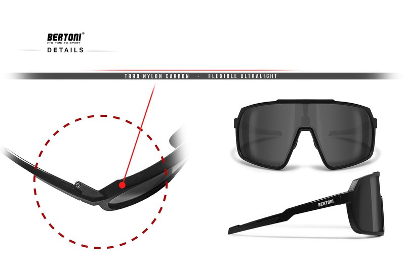 Bertoni Sports Cycling MTB Sunglasses Men Women Photochromic Polarized Yellow Lens Optical RX Carrier acc. - GEMINI