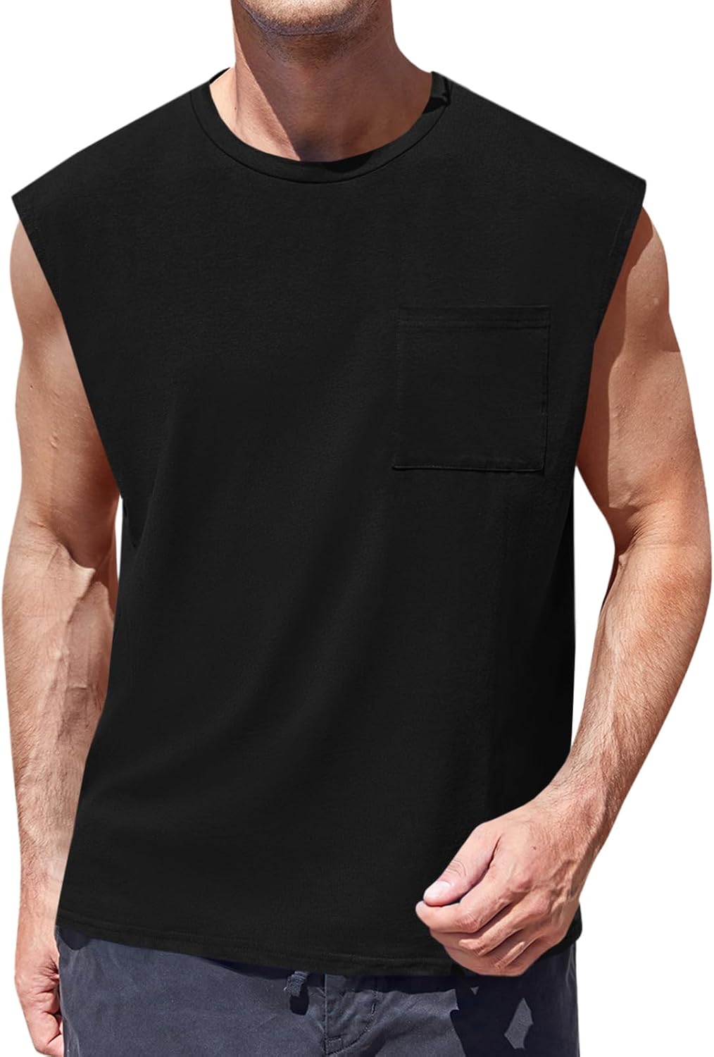 ZIWOCH Men's Sleeveless Tank Tops - Workout Muscle Shirts with Pocket | Comfortable Gym Wear