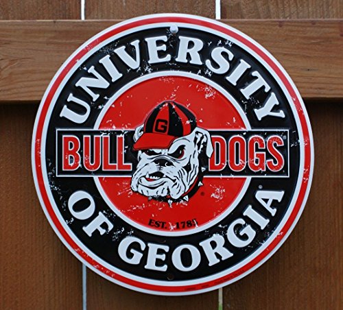 Georgia Bulldogs 12-Inch Embossed Metal Sign - Team Colors