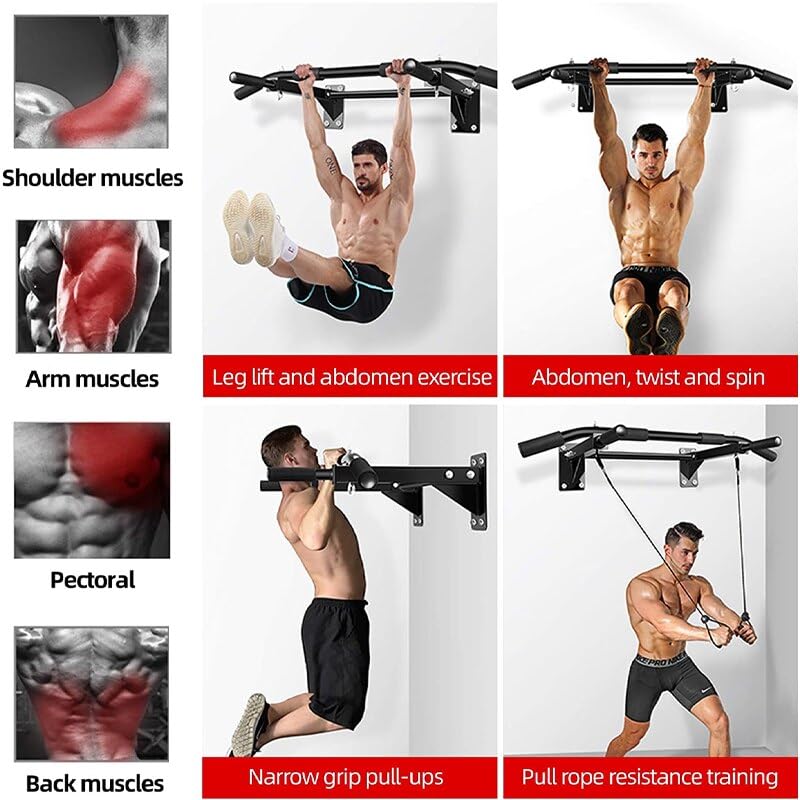 Wall Mounted Pull Up Bar - Multi-Grip Strength Training Equipment
