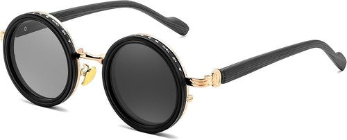 FEISEDY Polarized Sunglasses - Adjustable Manual Dimming, Wood-Grain Temples, UV400 Protection