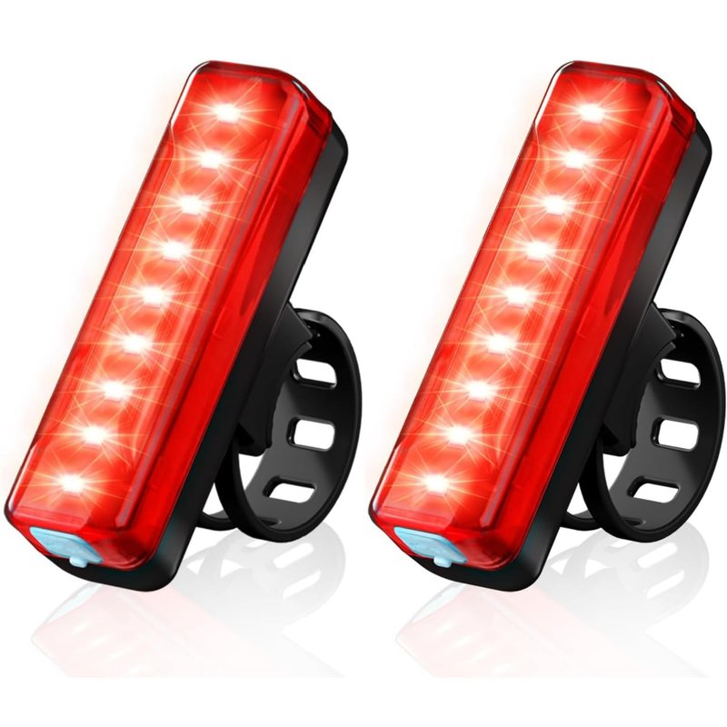 2 Pack LED Bike Tail Light,1200mAh Runtime 50 Hours,USB Rechargeable Bicycle Rear Light,IPX5 Waterproof,5 Light Modes for Adults Kids Men Women Road Mountain