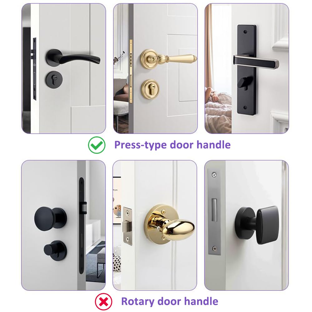 Door Lever Lock Child Proof, 2 Pack Door Handle Baby Proof No Drilling, 3M Adhesive Child Safety Cabinet Locks for Doors Simple Install and No Tools Needed, White