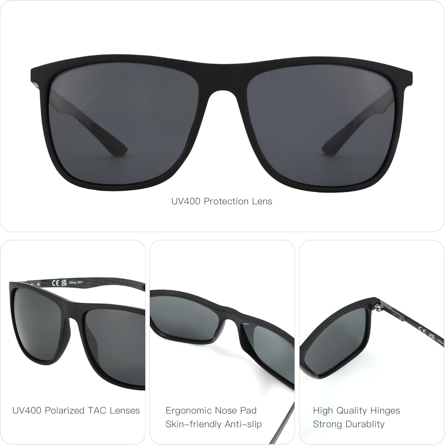 ZENOTTIC Polarized Sunglasses - Ultralight Carbon Fiber Design for Men | UV400 Protection for Sports & Outdoor Activities