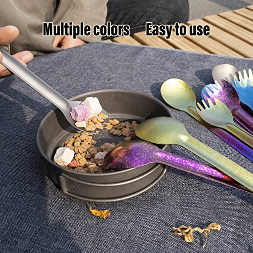 Lightweight Titanium Long Handle Spork & Spoon - Sandblasting Spork